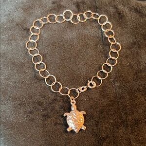 14kRG over 925 Sterling Silver Turtle Bracelet 7”